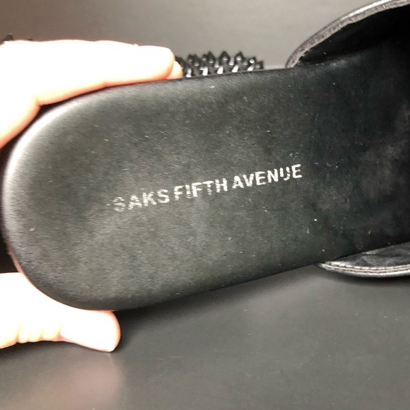 Saks Fifth Avenue Rudy Black Studded Leather Mules Men’s 7 Women’s 8.5 Punk Edgy - Picture 8 of 11